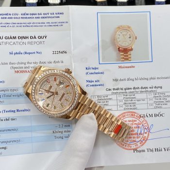 Đồng hồ độ kim cương Rolex full Moissanite